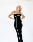 Faye Piped Maxi Dress・Black