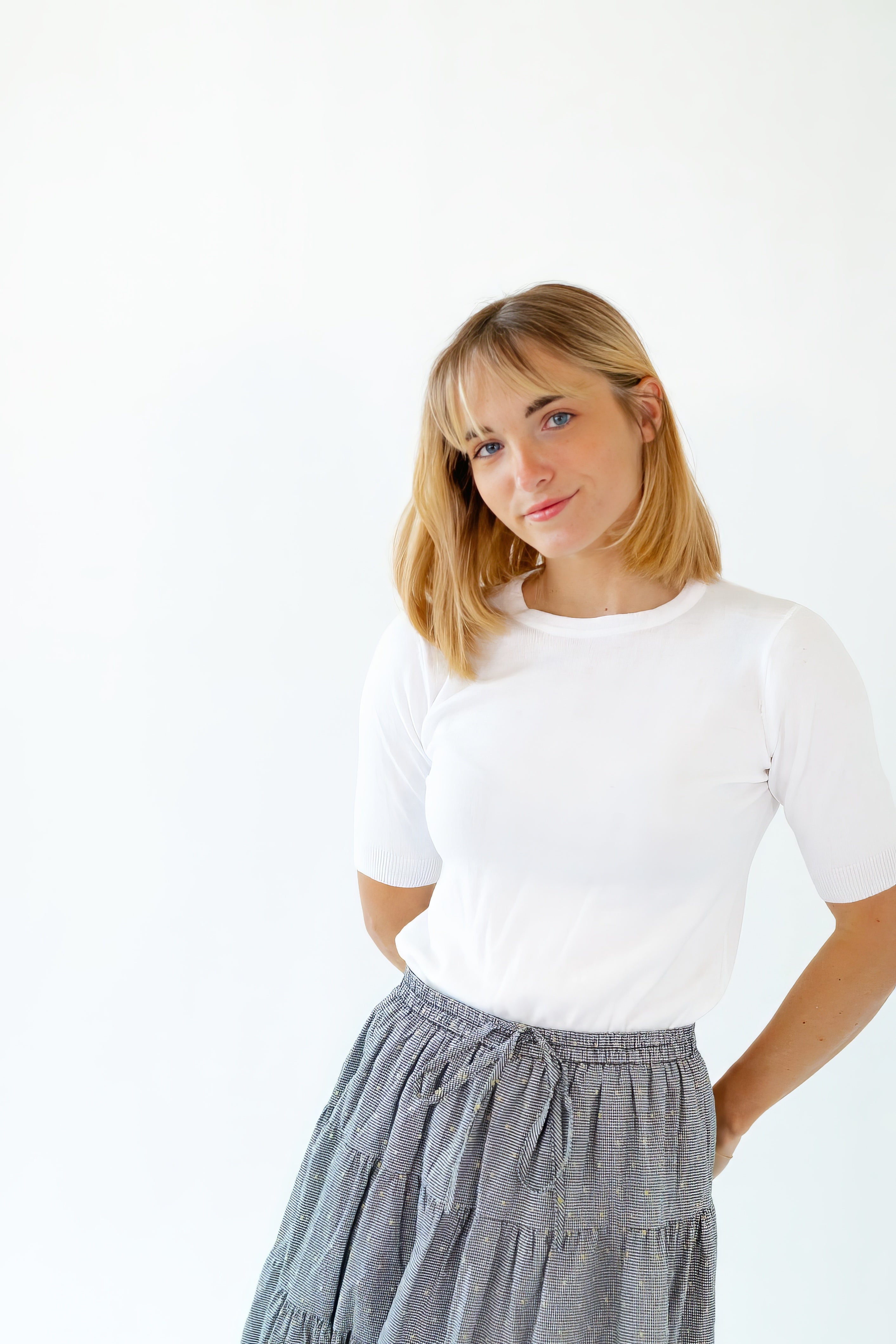 Ilona Knit Half-Sleeve Top · White – Twirl Boutique