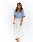 Tabbi Denim Embroidered Top