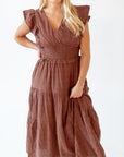Alma Ruffle Sleeve Midi