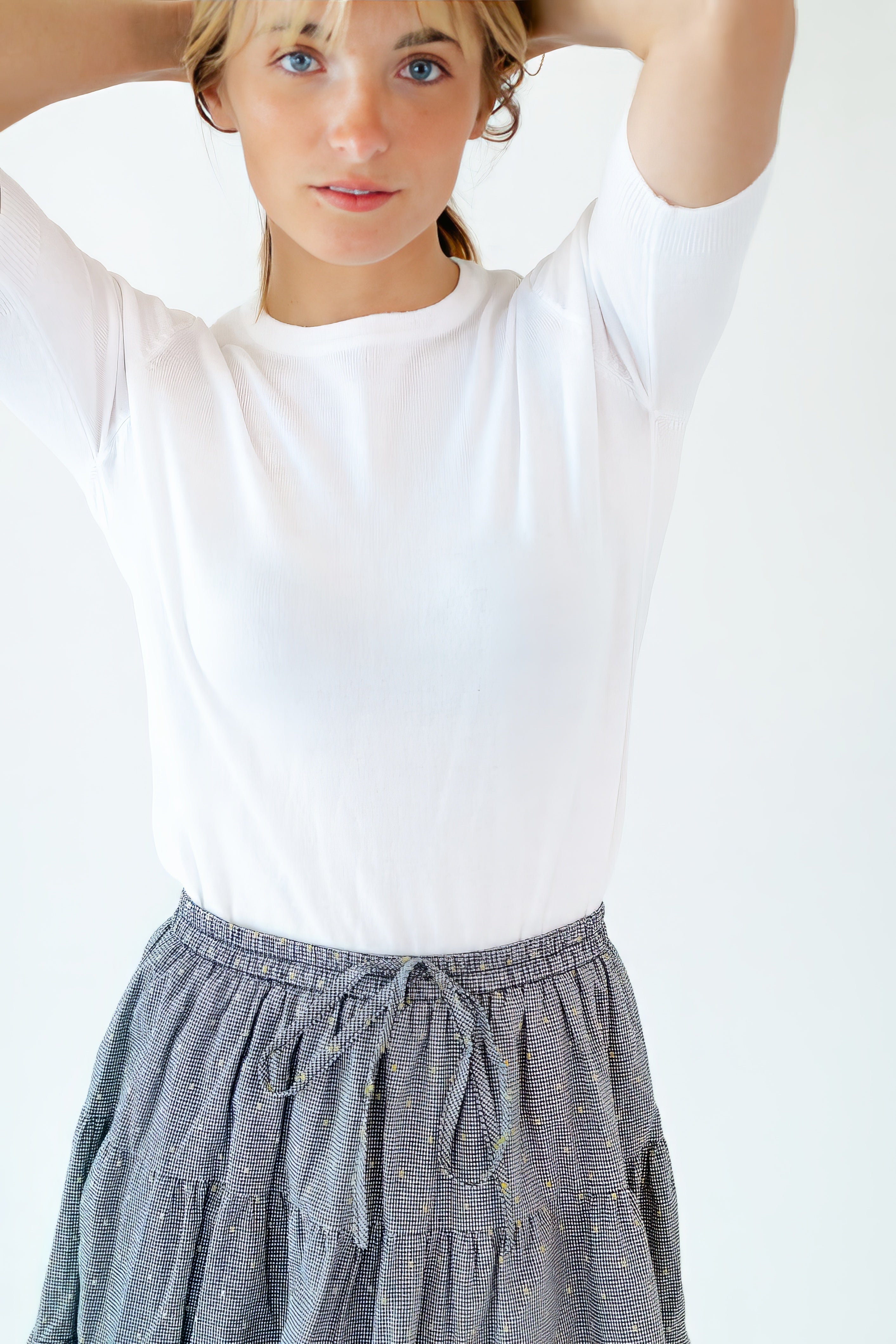Ilona Knit Half-Sleeve Top · White