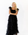 Lana Embroidered Ruffle Maxi · Black