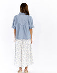 Tabbi Denim Embroidered Top