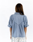 Tabbi Denim Embroidered Top