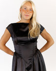 Aida Satin Boat Neck Dress