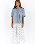 Tabbi Denim Embroidered Top