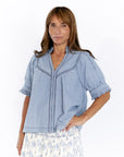 Tabbi Denim Embroidered Top