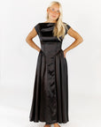 Aida Satin Boat Neck Dress