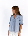 Tabbi Denim Embroidered Top