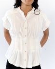 Dora Linen Pleated Top ⭐︎ Restocked