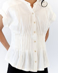 Dora Linen Pleated Top ⭐︎ Restocked
