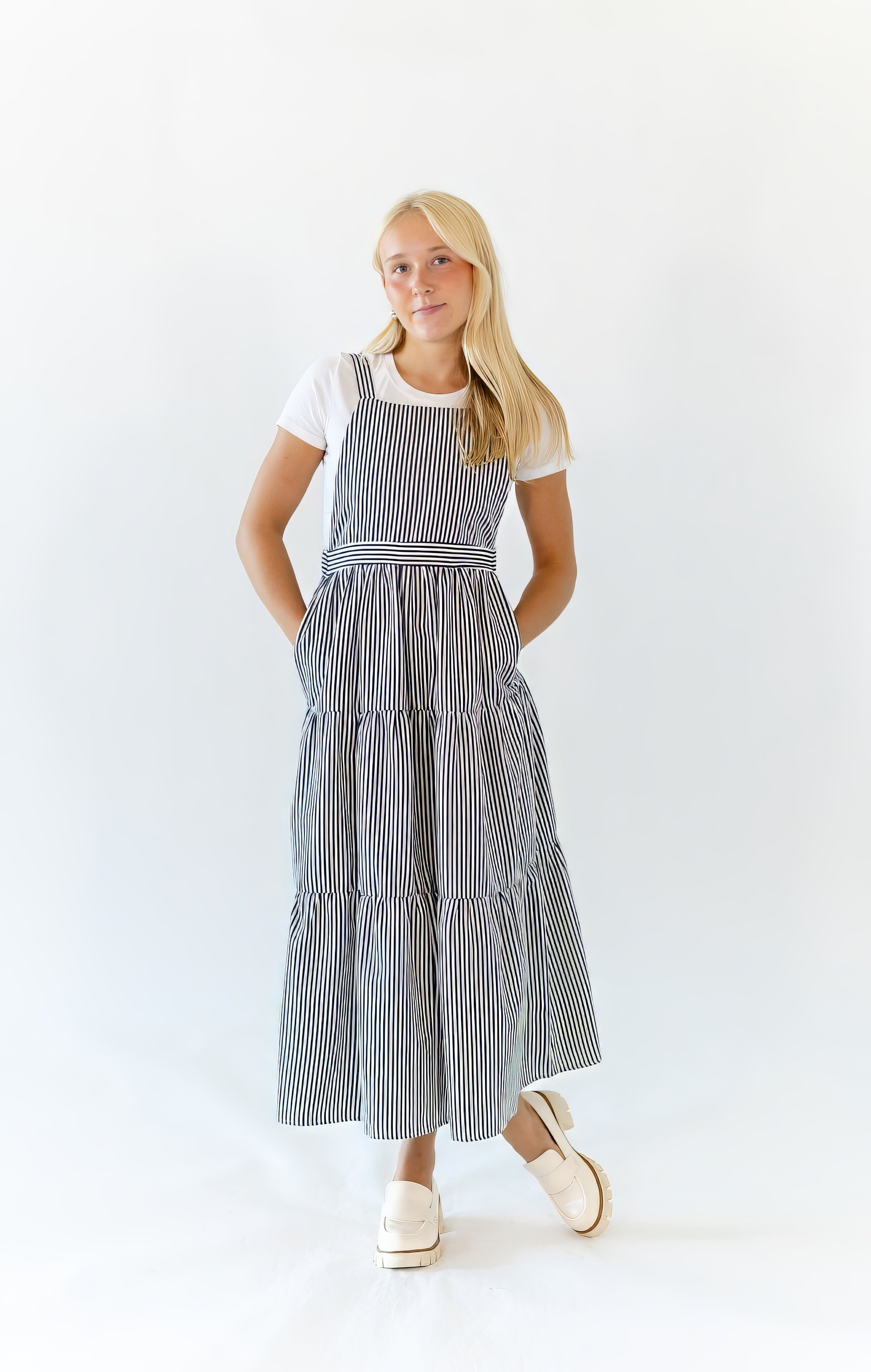 Felina Striped Overall Dress