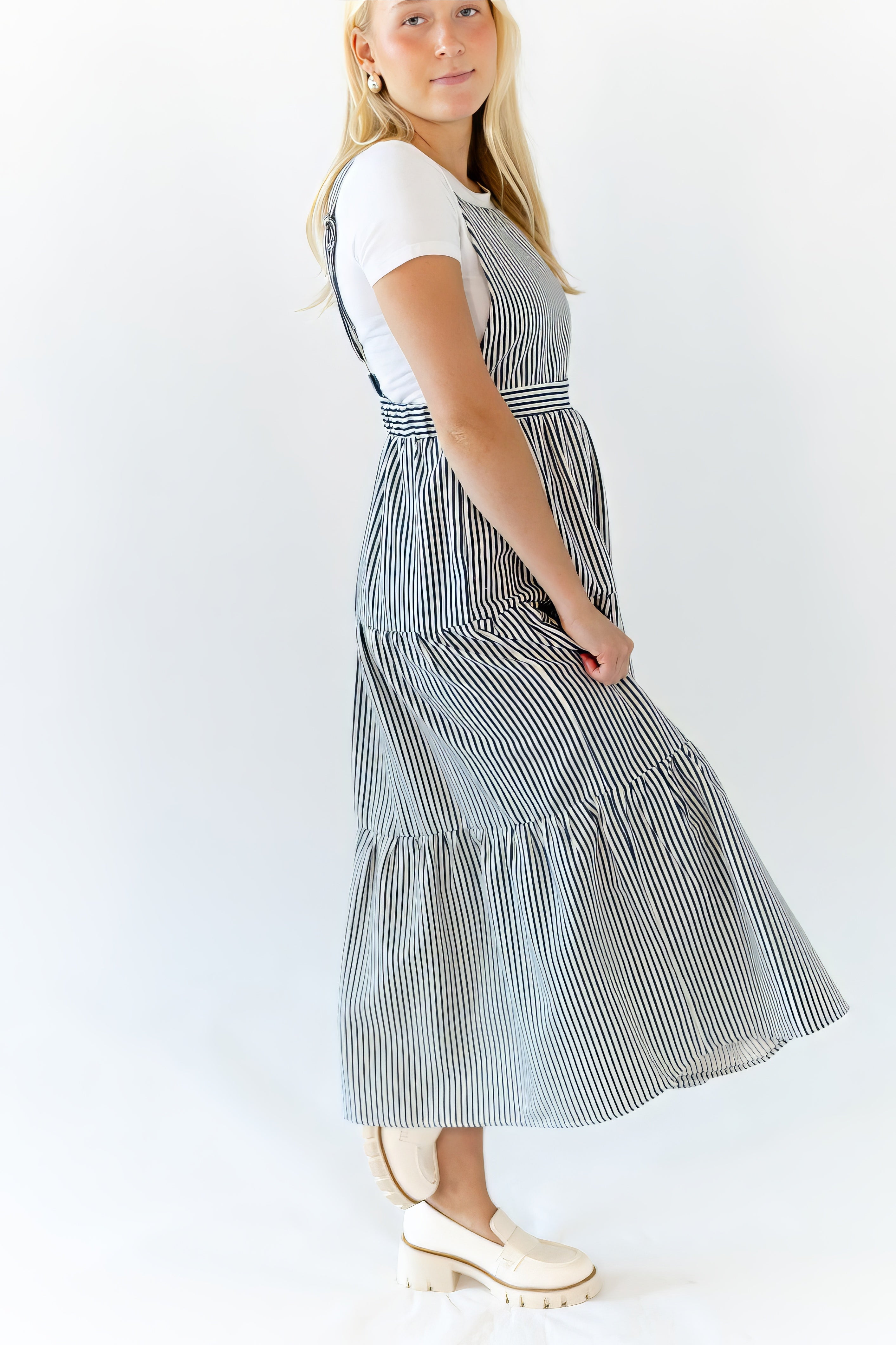 Felina Striped Overall Dress
