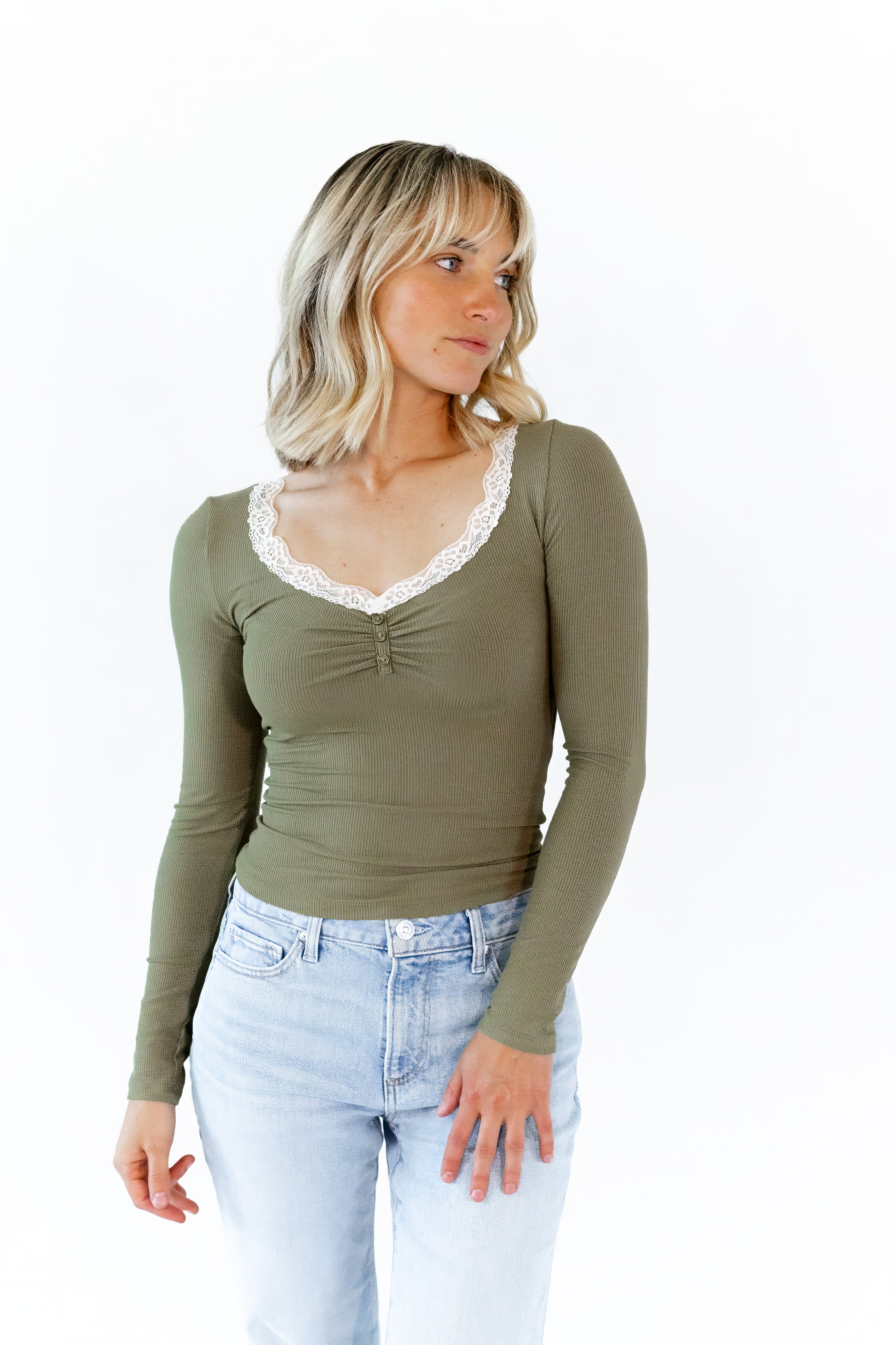 Mirian Lace Trim Top – Twirl Boutique