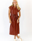 Havana Linen Dress · Maroon