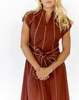 Havana Linen Dress · Maroon
