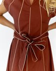 Havana Linen Dress · Maroon