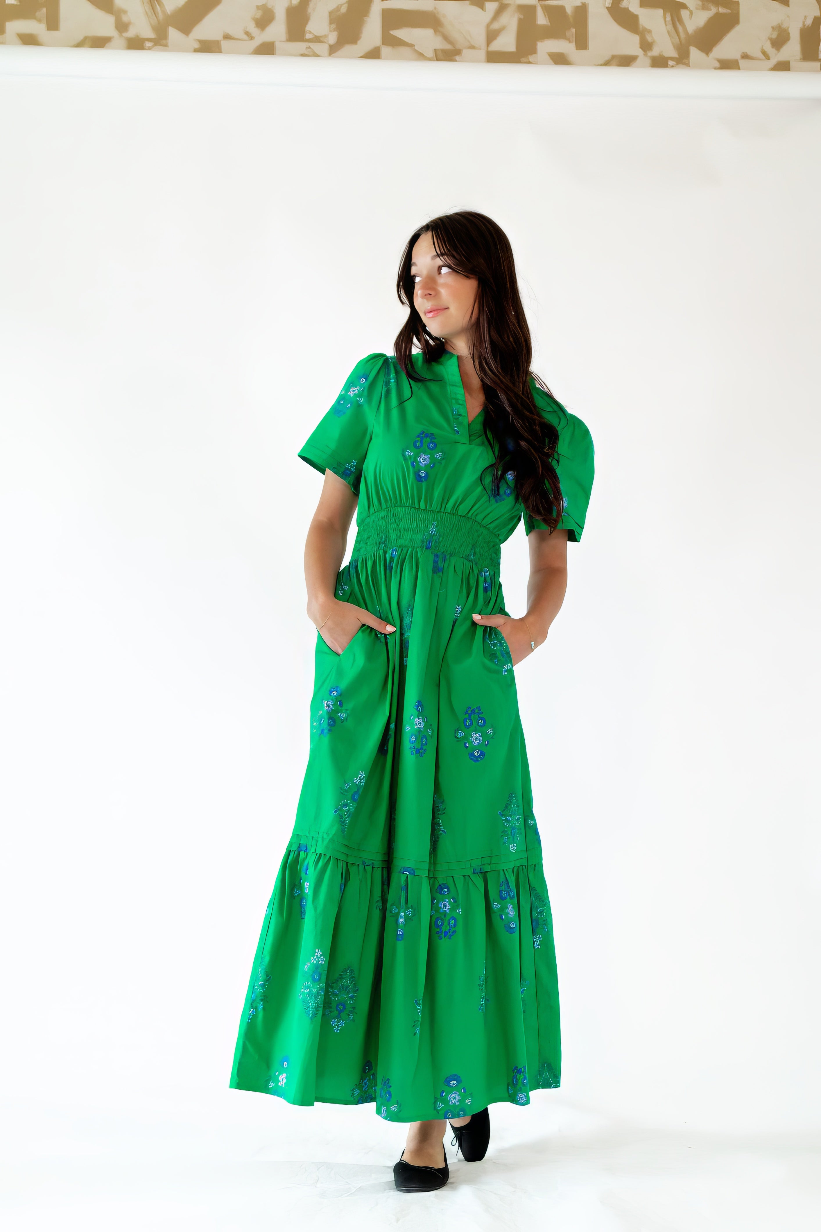kelly green floral dress Flying Tomato Kelly Green Floral Cotton Short Dress