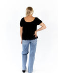 Kate Pinstripe Lace Detail Top
