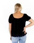 Kate Pinstripe Lace Detail Top