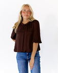 Ajen Braided Neckline Blouse · Chocolate