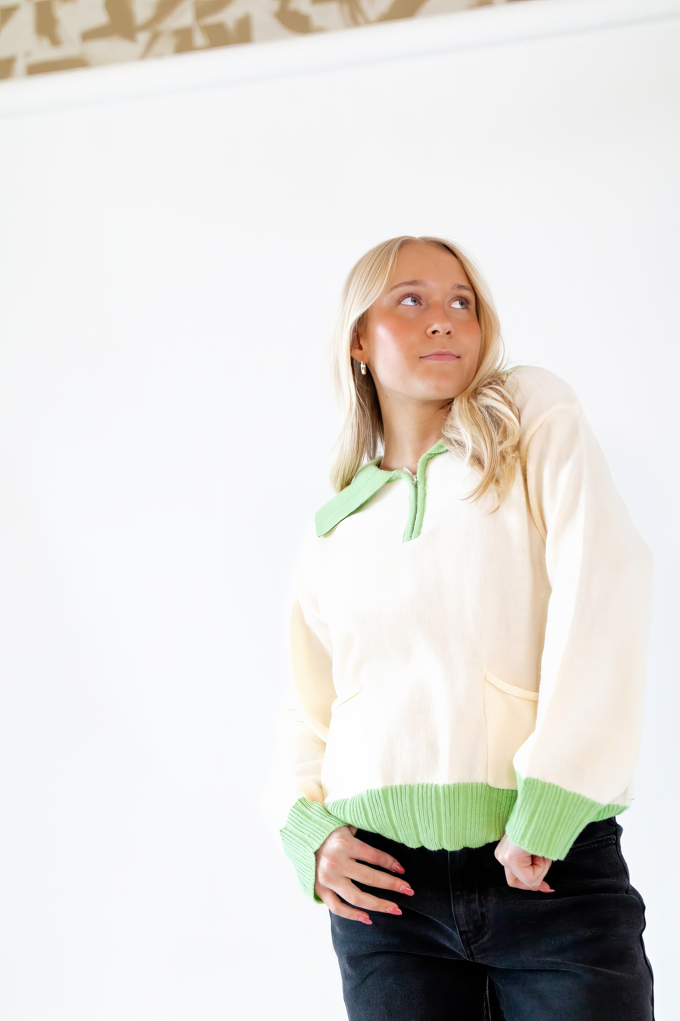 Cassia Half-Zip Colorblocked Knit