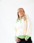 Cassia Half-Zip Colorblocked Knit