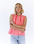 Laury Gingham Pintuck Top