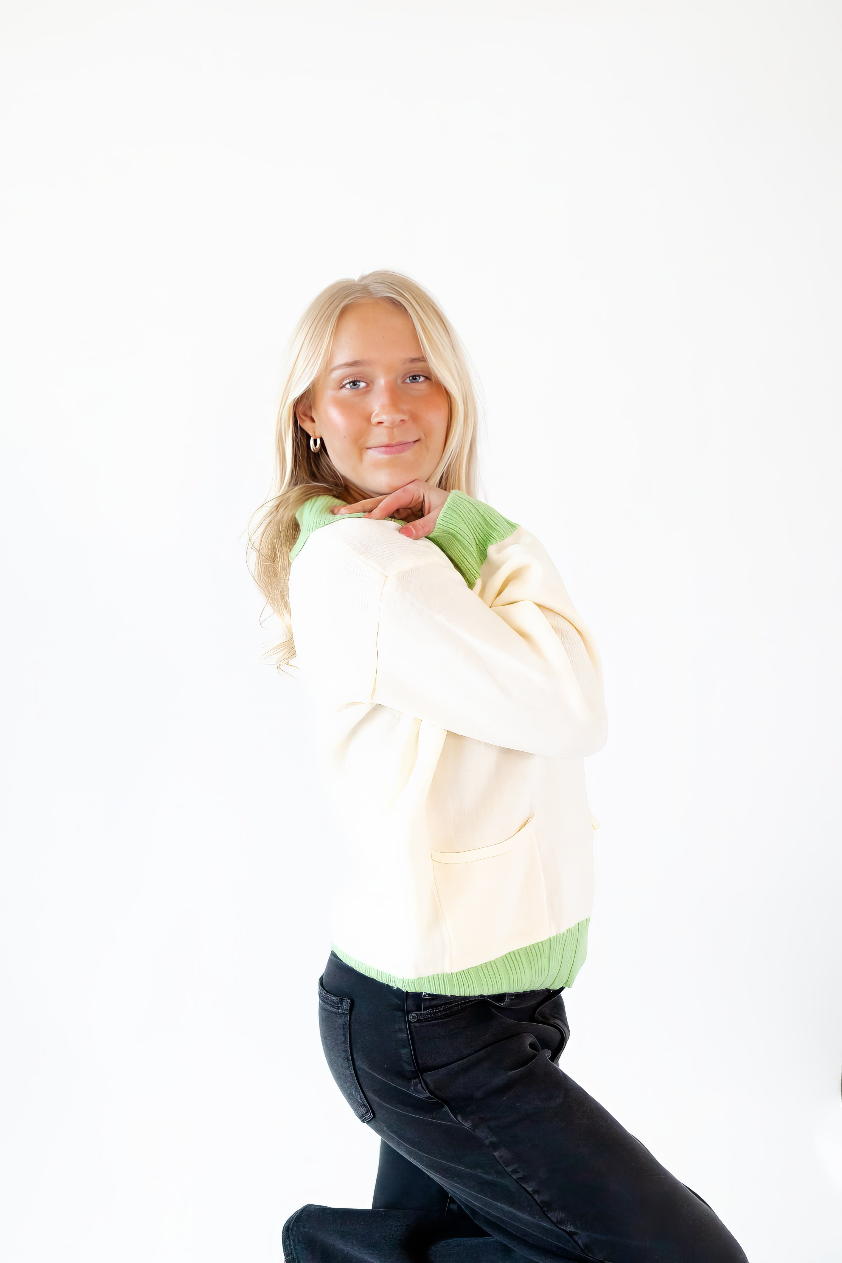 Cassia Half-Zip Colorblocked Knit