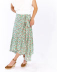 Sariah Wrap Floral Skirt · Aqua