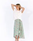 Sariah Wrap Floral Skirt · Aqua