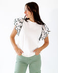 Krisie Embroidered Sleeve Top