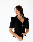 Sloane Ribbed Button Detail Up