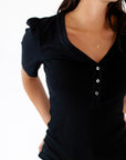 Sloane Ribbed Button Detail Up