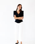 Sloane Ribbed Button Detail Up