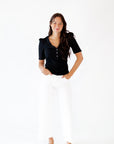 Sloane Ribbed Button Detail Up