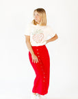 Wells Button Front Linen Skirt