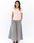 Iris Gingham Midi Skirt · Black