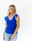Bella Contrast Trim Tee · Blue