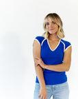 Bella Contrast Trim Tee · Blue