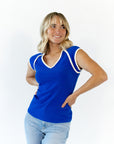 Bella Contrast Trim Tee · Blue