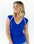 Bella Contrast Trim Tee · Blue