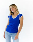 Bella Contrast Trim Tee · Blue