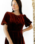Chestnut Velvet Midi Dress