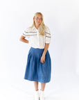 Lindie Pleated Denim Skirt