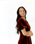 Chestnut Velvet Midi Dress