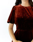Chestnut Velvet Midi Dress