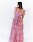 Lana Embroidered Ruffle Maxi · Pink