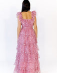 Lana Embroidered Ruffle Maxi · Pink