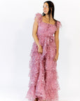 Lana Embroidered Ruffle Maxi · Pink